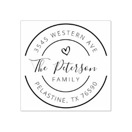Familienaam Retouradres rond logo Rubberstempel