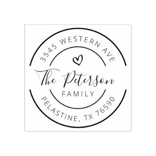 Familienaam Retouradres rond logo Rubberstempel