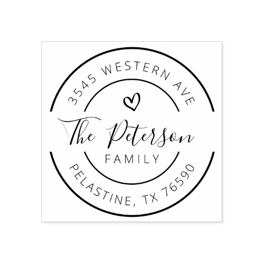 Familienaam Retouradres rond logo Rubberstempel (Afrduk)