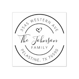 Familienaam Retouradres rond logo Rubberstempel