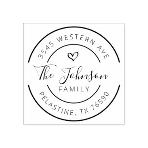 Familienaam Retouradres rond logo Rubberstempel