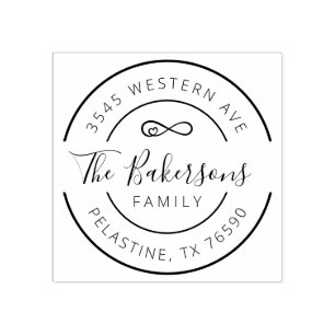 Familienaam Retouradres rond logo Rubberstempel