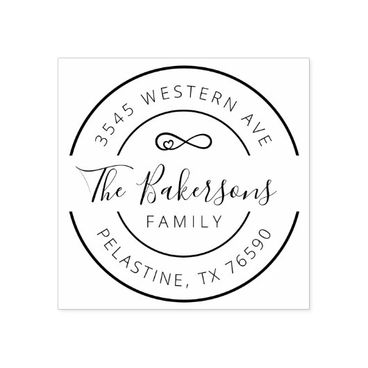 Familienaam Retouradres rond logo Rubberstempel (Afrduk)