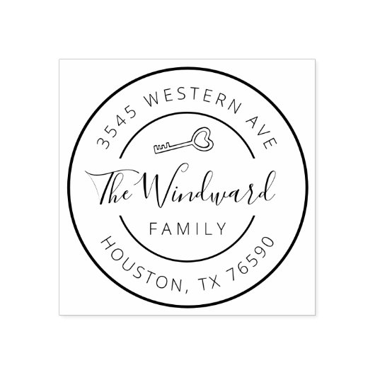 Familienaam Retouradres Ronde, Eerste Thuis Rubberstempel (Afrduk)