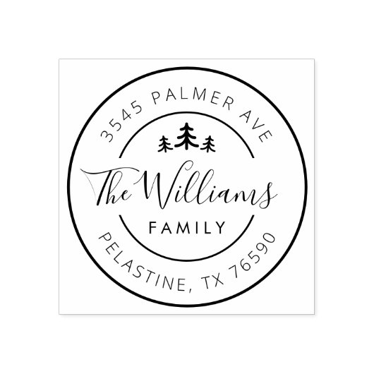 Familienaam Retouradres ronde logo Rubberstempel (Afrduk)