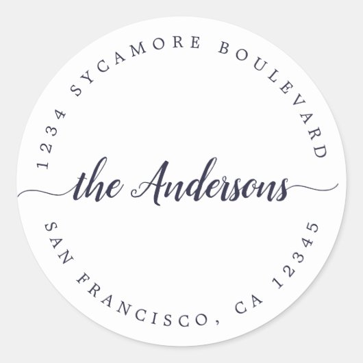 Familienaam retouradres ronde sticker (Voorkant)