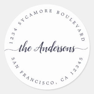Familienaam retouradres ronde sticker