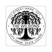 Familienaam & retouradres Willow Tree Rubberstempel (Afrduk)
