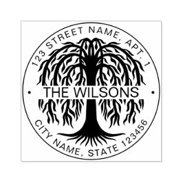 Familienaam & retouradres Willow Tree Rubberstempel