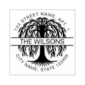 Familienaam & retouradres Willow Tree Rubberstempel (Afrduk)