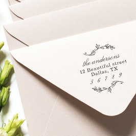 Familienaam Return Address Greenery Branch Zelfinktende Stempel