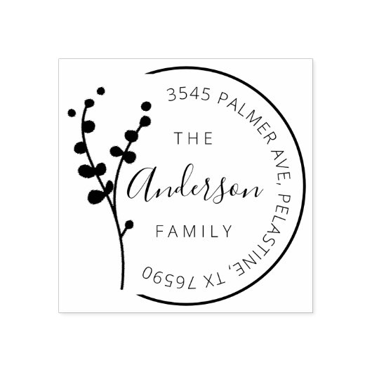 Familienaam Return Address round logo Self-inking Rubberstempel (Afrduk)