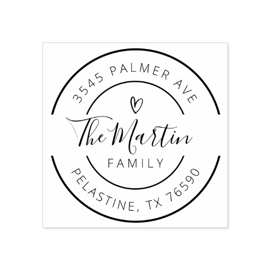 Familienaam Return Address round logo Self-inking Rubberstempel (Afrduk)