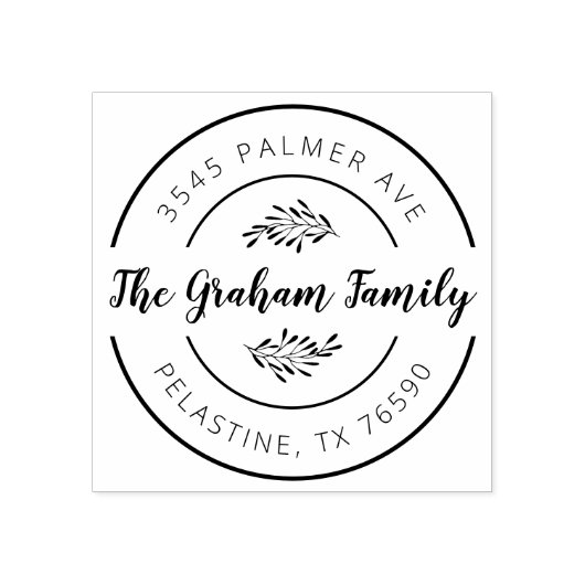 Familienaam Return Address round logo Self-inking Rubberstempel (Afrduk)