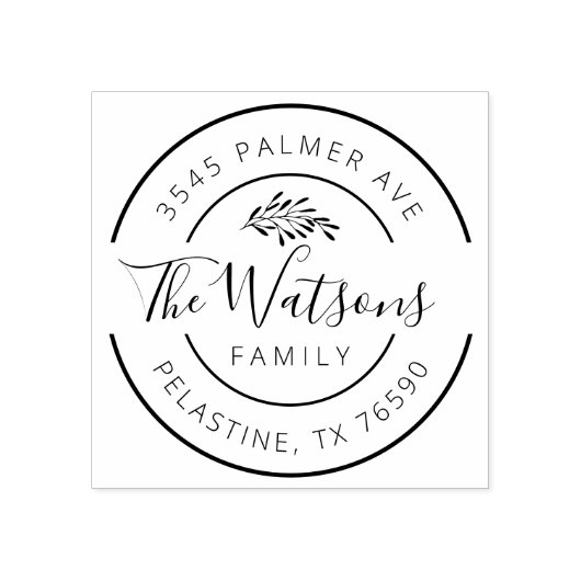 Familienaam Return Address round logo Self-inking Rubberstempel (Afrduk)