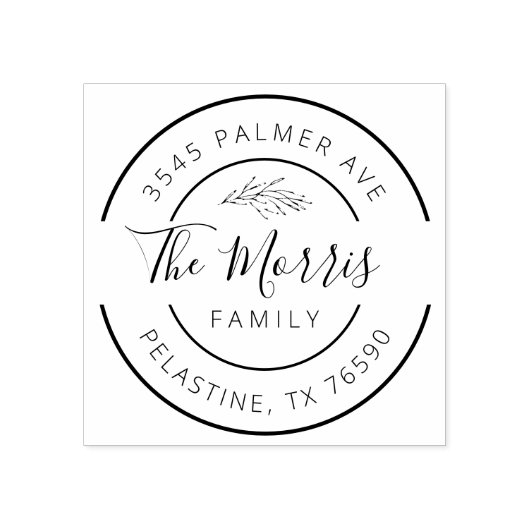 Familienaam Return Address round logo Self-inking Rubberstempel (Afrduk)