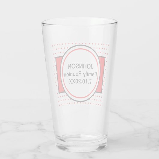 Familienaam Reunion Red Polka Dots Glas (Achterkant)