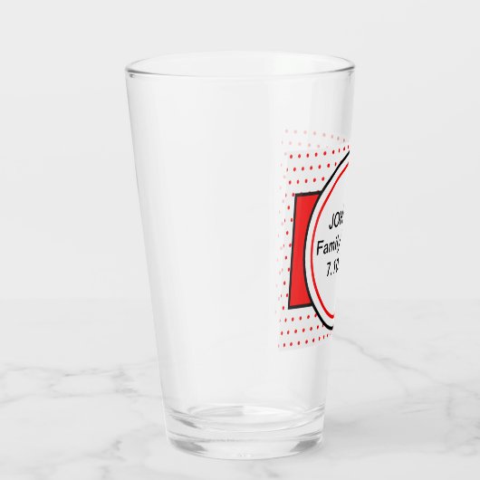 Familienaam Reunion Red Polka Dots Glas (Rechts)