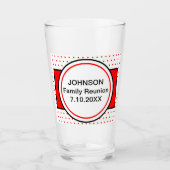 Familienaam Reunion Red Polka Dots Glas (Voorkant)