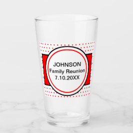 Familienaam Reunion Red Polka Dots Glas