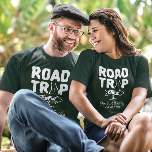 Familienaam Reunion Road Trip Typografie T-shirt