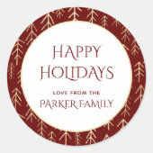 Familienaam Rode Gouden Kerst stickers (Voorkant)