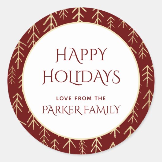 Familienaam Rode Gouden Kerst stickers (Voorkant)
