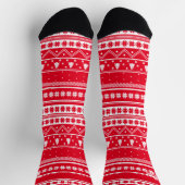 Familienaam Rode Nordic Sweater Kerstpatroon Sokken (Top)