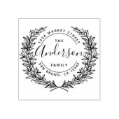 Familienaam Rond handgetekend Wreatadres Rubberstempel (Afrduk)
