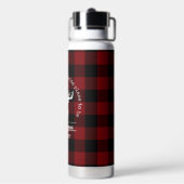 Familienaam Rood en Zwart Buffalo Plaid Waterfles (Achterkant)