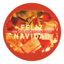 Familienaam Rood Goud Feliz Navidad Kerstmis
