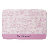 Familienaam & Roze & Blush Bloemen Doodle Patroon Badmat (Voorkant)