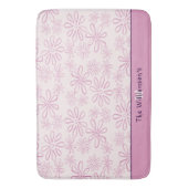 Familienaam & Roze & Blush Bloemen Doodle Patroon Badmat (Voorkant Verticaal)