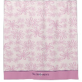 Familienaam & Roze & Blush Bloemen Doodle Patroon Douchegordijn (Voorkant)