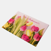 Familienaam, Roze & Gele Tulpen Deurmat (Schuin)