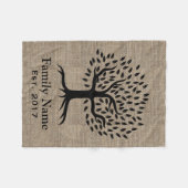 Familienaam Rustic Burlap Fleece Deken (Voorkant (Horizontaal))