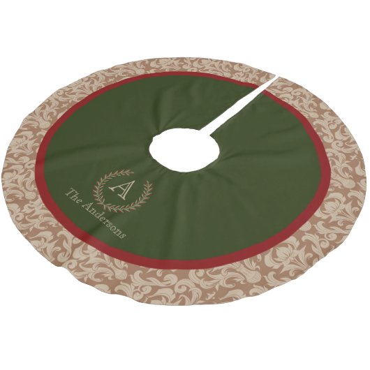 Familienaam Rustic Cabin Damask Monogram Kerstboom Rok (Gekanteld)