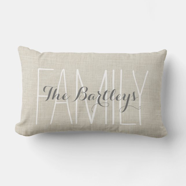 Familienaam Rustic Chic Monogram Kussen (Voorkant)