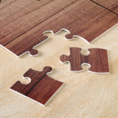 Familienaam Rustic Farmhouse Wood monogrammed Gold Legpuzzel (Zijkant)