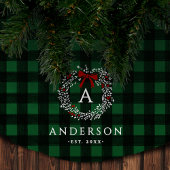 Familienaam Rustic Holiday Wreath Buffalo Plaid Kerstboom Rok