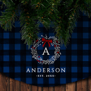Familienaam Rustic Holiday Wreath Buffalo Plaid Kerstboom Rok