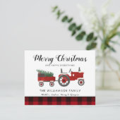 Familienaam Rustic Merry kerst Farmhouse Kaart (Staand voorkant)
