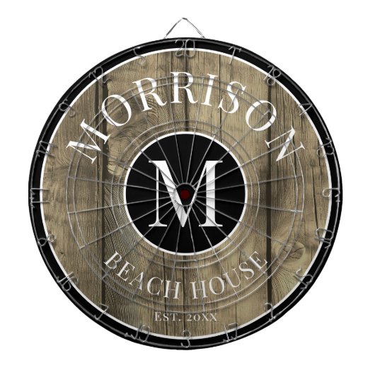 Familienaam Rustic Wood Dartbord (Voorkant)
