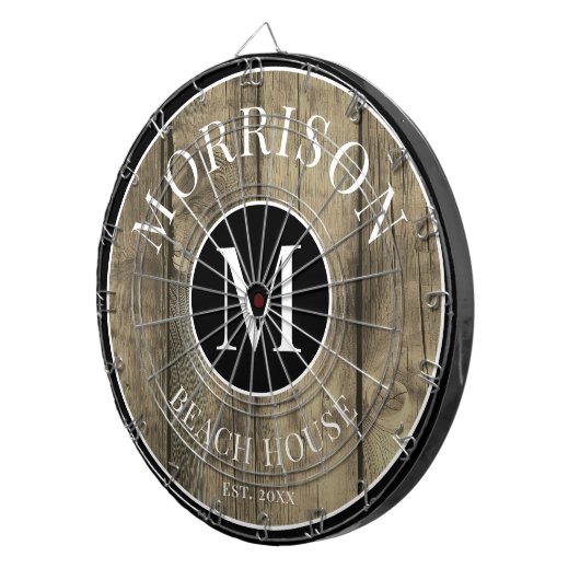 Familienaam Rustic Wood Dartbord (Voorkant Rechts)