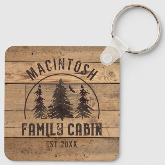 Familienaam Rustic Wood Forest Trees Sleutelhanger (Achterkant)