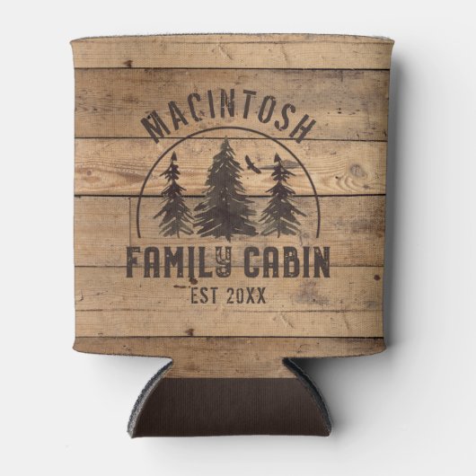 Familienaam Rustic Wood - Gepersonaliseerd Blikjeskoeler (Voorkant)