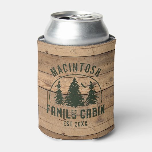 Familienaam Rustic Wood - Gepersonaliseerd Blikjeskoeler (Blikje Voorkant)