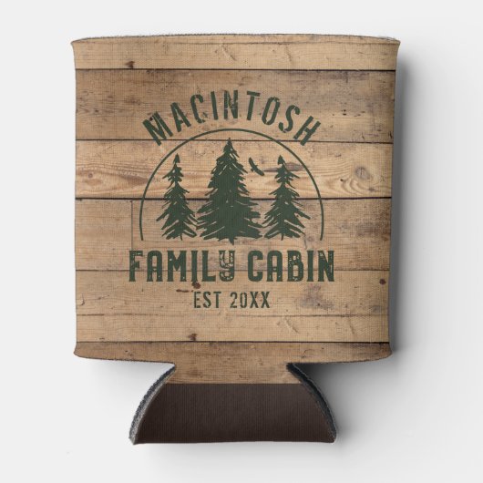 Familienaam Rustic Wood - Gepersonaliseerd Blikjeskoeler (Voorkant)