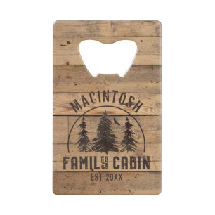 Familienaam Rustic Wood - Gepersonaliseerd Creditkaart Flessenopener