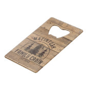 Familienaam Rustic Wood - Gepersonaliseerd Creditkaart Flessenopener (Achterkant Gekanteld)